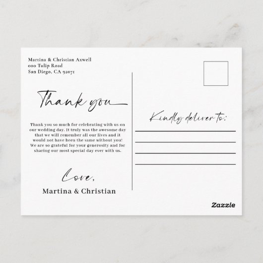 Lavendel bruiloft dank u foto Briefkaart (Achterkant)