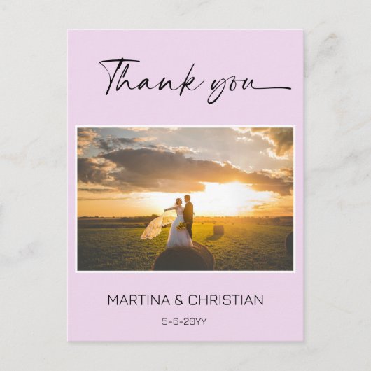 Lavendel bruiloft dank u foto Briefkaart (Voorkant)