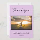 Lavendel bruiloft dank u foto kaart (Voorkant)