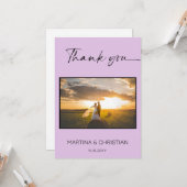 Lavendel bruiloft dank u foto kaart (Voorkant / Achterkant in situ)