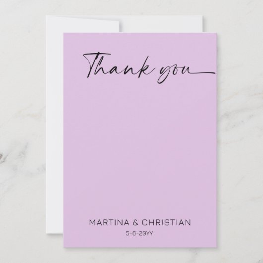 Lavendel bruiloft dank u foto kaart (Voorkant)