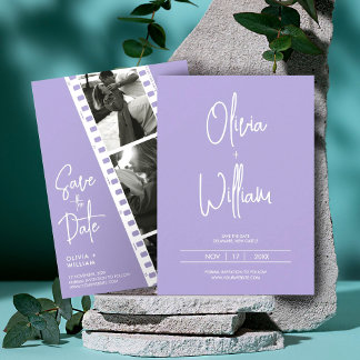 Lavendel bruiloft foto booth strip opslaan van de  save the date