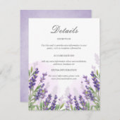 Lavendel Bruiloft Gast Informatie Kaart Details (Voorkant / Achterkant)