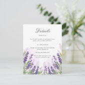 Lavendel Bruiloft Gast Informatie Kaart Details (Staand voorkant)