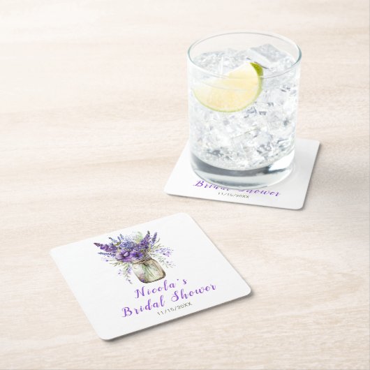 Lavendel bruiloft in een Mason pot Kartonnen Onderzetters (Insitu)