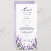Lavendel Bruiloft Menu Elegant Paarse Bloemen Drom (Voorkant / Achterkant)
