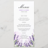 Lavendel Bruiloft Menu Elegant Paarse Bloemen Drom (Voorkant)