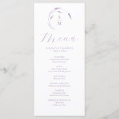 Lavendel Bruiloft Menu's Eenvoudig Monogram (Voorkant)