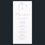 Lavendel Bruiloft Menu's Eenvoudig Monogram<br><div class="desc">Zet het podium voor een onvergetelijke eetervaring op uw bruiloft met onze prachtige lavendel bruiloft menu. Het ontwerp toont sierlijk de initialen van de bruid en bruidegom, elegant omgeven door delicate lavendel lijn art. 'Menu' is prachtig geschreven in verfijnde kalligrafie, het toevoegen van een sfeer van elegantie. Personaliseer moeiteloos met...</div>