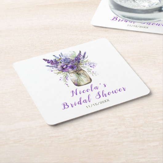 Lavendel bruiloft metson jar feest  kartonnen onderzetters (Schuin)