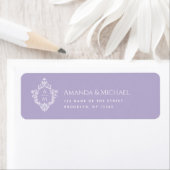 Lavendel bruiloft Monogram Vintage Crest Etiket (Insitu)