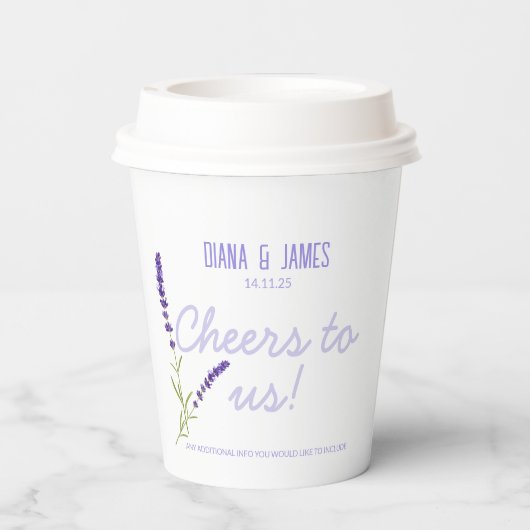 Lavendel bruiloft papieren bekers (Achterkant)
