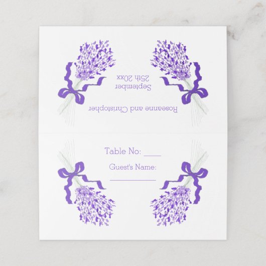 Lavendel Bruiloft Plaatskaartje (Buitenkant ongevouwen)