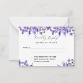 Lavendel bruiloft reactie RSVP Notitiekaartje (Voorkant)