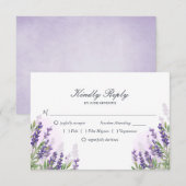 Lavendel bruiloft RSVP kaart Paarse Pastel Floral (Voorkant / Achterkant)
