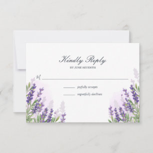 Lavendel bruiloft RSVP kaart Rustieke Paarse Bloem