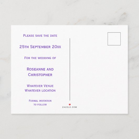 Lavendel Bruiloft Save The Date Aankondigingskaart (Achterkant)