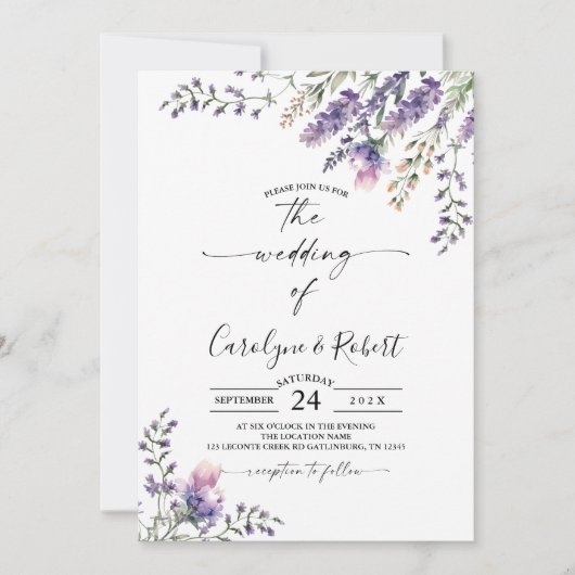 Lavendel bruiloft uitnodiging (Voorkant)