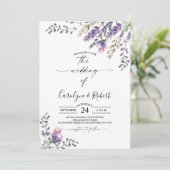 Lavendel bruiloft uitnodiging (Staand voorkant)