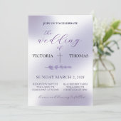 Lavendel bruiloft uitnodiging (2 locaties) (Staand voorkant)