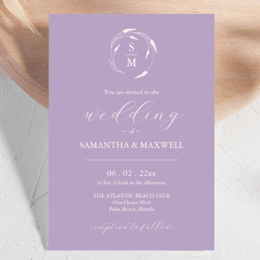 Lavendel bruiloft uitnodiging met QR-code