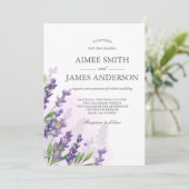Lavendel bruiloft uitnodiging rustieke elegante bl (Staand voorkant)