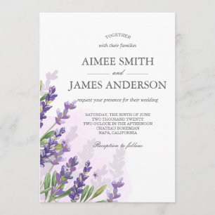 Lavendel bruiloft uitnodiging rustieke elegante bl