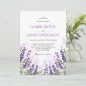 Lavendel bruiloft uitnodiging rustieke elegante bl (Staand voorkant)