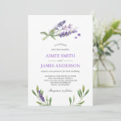 Lavendel bruiloft uitnodiging rustieke elegante bl (Staand voorkant)
