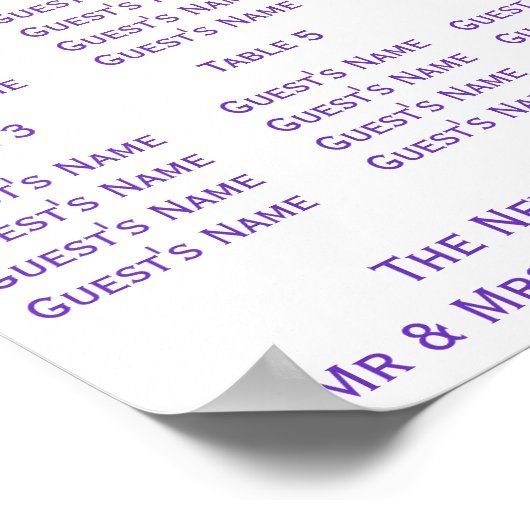 Lavendel bruiloft zitplaatsen poster (Hoek)