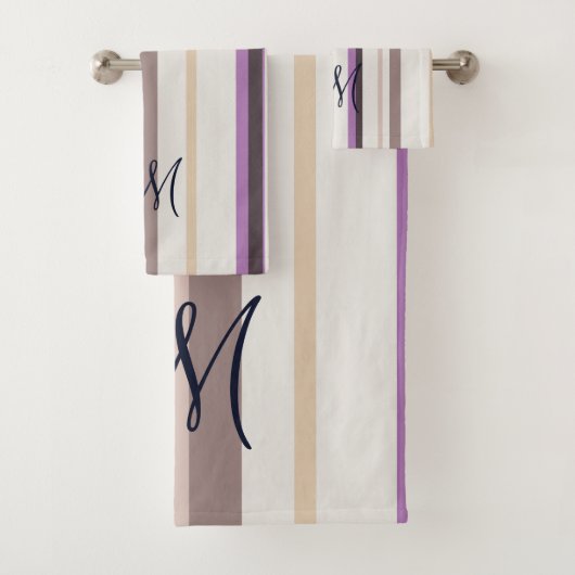 Lavendel, Bruin & Ivoor Eenvoudig Decoratief Bad Handdoek (Insitu)