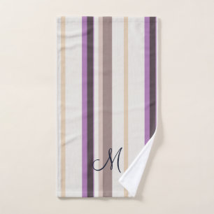 Lavendel, Bruin & Ivoorkleurig Eenvoudig Decoratie Bad Handdoek