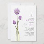 Lavendel Bubble Bloemen Minimalistische Doop Kaart (Voorkant)