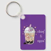 lavendel bubble theebedeling boba geluk glanzend s sleutelhanger (Voorkant)