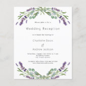 Lavendel budget bruiloft receptie uitnodiging (Voorkant)