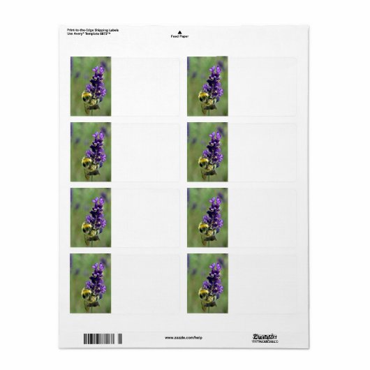 Lavendel Bumblebee Waterverf Etiket (Full Sheet)