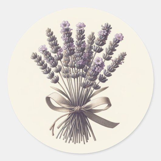 Lavendel Bunch  Botanische Apotheker Plant Ronde Sticker (Voorkant)
