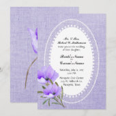 Lavendel Burlap en bloemen bruiloft uitnodiging (Voorkant / Achterkant)