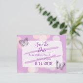 Lavendel Butterfly Wedding Save the Date Briefkaart (Staand voorkant)