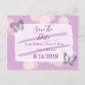 Lavendel Butterfly Wedding Save the Date Briefkaart (Voorkant)