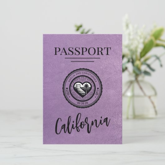 Lavendel California Passport Bewaar de datum Save The Date (Staand voorkant)