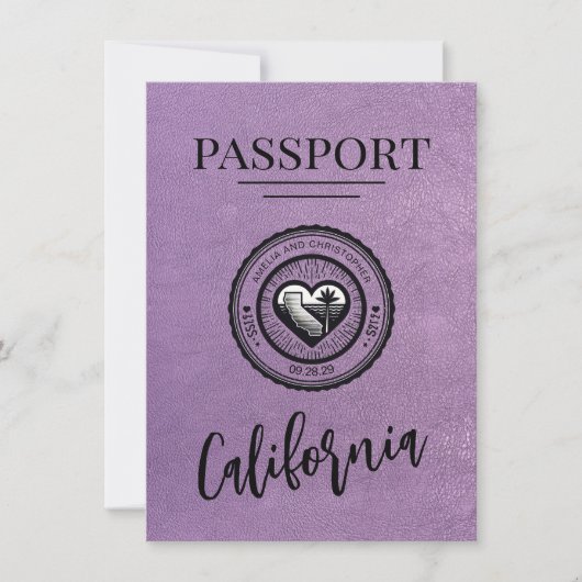 Lavendel California Passport Bewaar de datum Save The Date (Voorkant)