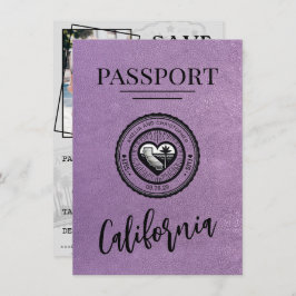 Lavendel California Passport Bewaar de datum Save The Date