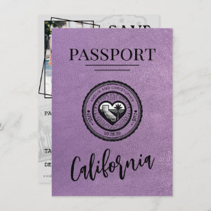 Lavendel California Passport Bewaar de datum Save The Date