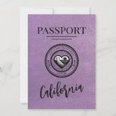 Lavendel California Passport Wedding Kaart (Achterkant)