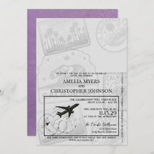 Lavendel California Passport Wedding Kaart