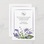 Lavendel Calla Lelies Sympathie Dankjewel Kaart (Voorkant / Achterkant)