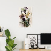 Lavendel Calla Lilies Lily Flower Art Print Poster (Thuiskantoor)