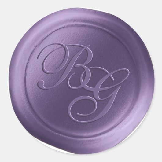 Lavendel Calligrafie Monogram Waszegel Stickers (Voorkant)