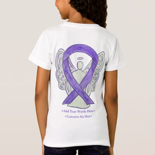 Lavendel Cancer Awareness Ribbon Angel Art Shirt (Achterkant)